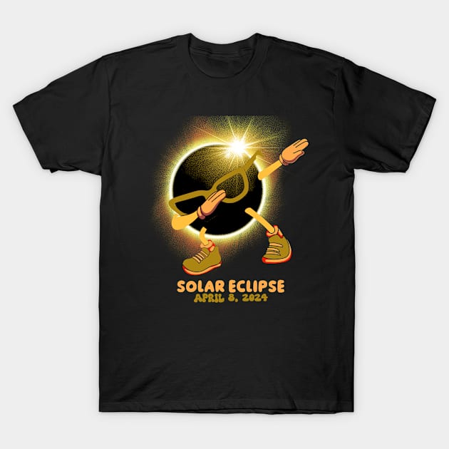 Total Solar Eclipse 2024 Funny Dabbing For Kids Toddler Boys T-Shirt by Vixel Art